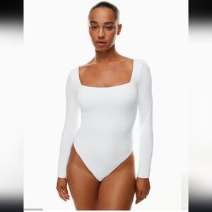 BABATON ARITZIA Contour Bodysuit  Square Neck Long Sleeve Blue Women's Large